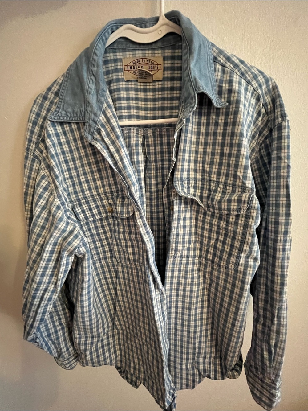 Men's Blue Plaid Button-Up Shirt